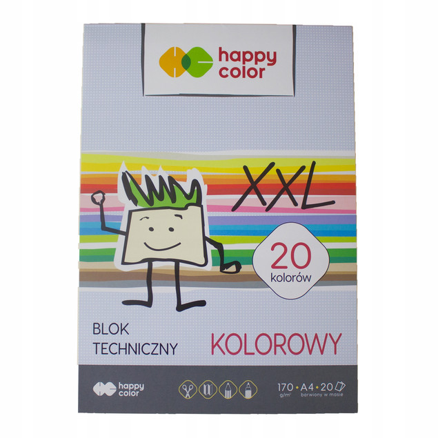 Blok Techniczny A4 20 Kolorów 170g/m2 Happy Color