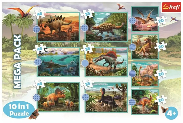 Puzzle 10w1 Układanka Gady DINOZAURY Prehistoryczne Świat 6+Trefl