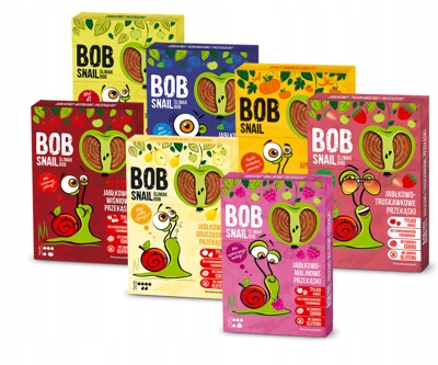 4x Przekąski BOB SNAIL Owocowe MIX Jabłko Malina Truskawka Bez Cukru 240g