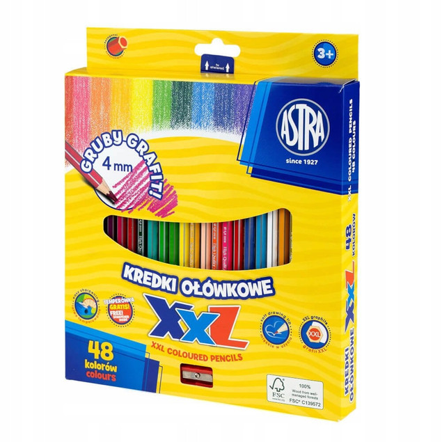 Kredki ołówkowe hexagonalne 48 kolorów Astra