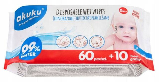 Akuku Chusteczki Wodne 99% NAWILŻANE WODĄ 420 Sztuki Akuku A0031