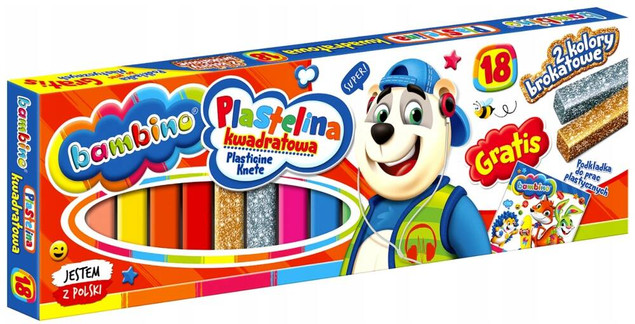 Plastelina 18kol Bambino kwadratowa p5 MAJEWSKI/cena za 1szt.