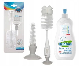 Canpol babies szczotka do butelek i smoczków z gąbką i przyssawką