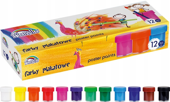 FIORELLO Farby plakatowe 20ml, 12 kolorów