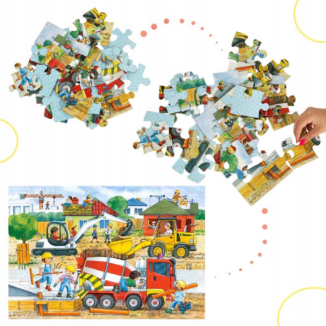 Puzzle MAXI 40 Układanka Auta PLAC BUDOWY Koparka Spychacz 4+ Castorland