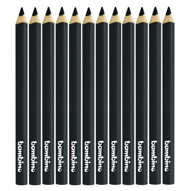 BAMBINO Kredki w drewnie trójkątne, CZARNA 12 szt