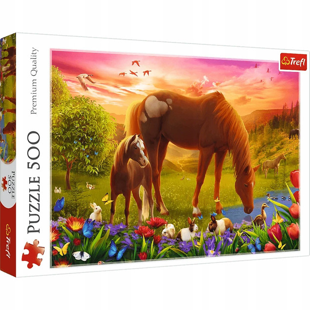 Puzzle 500 Układanka Koń KONIE Zachód Słońca Natura Obraz 10+ Trefl 37451