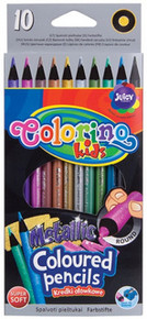 Kredki Ołówkowe Okrągłe Metaliczne 10 Kolorów Colorino 34678