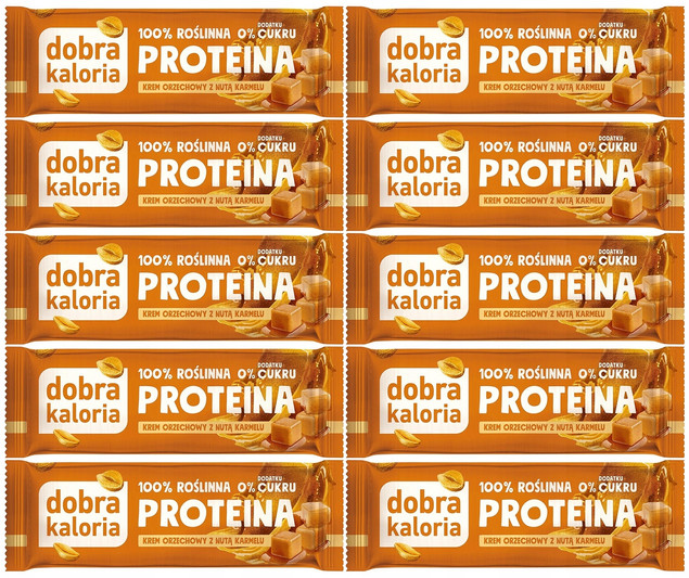 10x Naturalny Baton Proteinowy ORZECHOWY z Nutą KARMELU Dobra Kaloria
