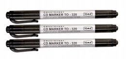 3x Marker Czarny Dwustronny Pisak Do Płyt CD DVD TOMA