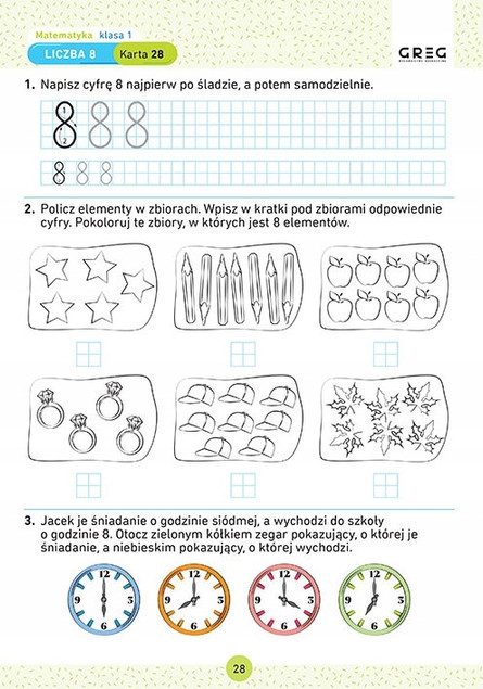 Pakiet Pierwszaki Karty Pracy w Szkole i w Domu Matematyka Klasa 1 Greg