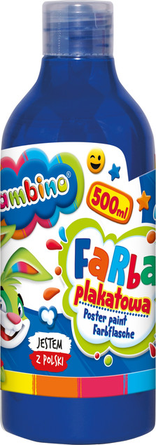 Farba plakatowa w butelce 500 ml niebieska bambino