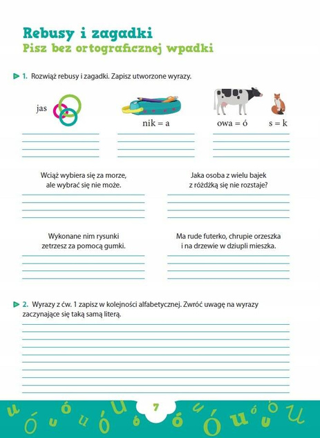 ORTOGRAFICZNE ZADANIA Z WYRAZAMI DO ZAPAMIĘTYWANIA Ó-U WYD. PRYZMAT