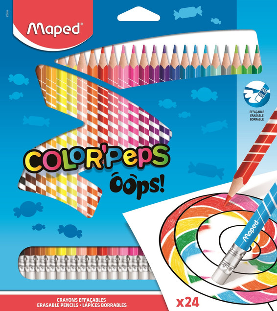 Kredki Colorpeps Oops trójkątne z gumką 24 kol