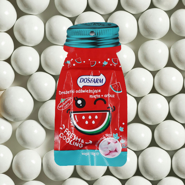 Cukierki Drażetki Odświeżające o Smaku MIĘTA i ARBUZ Dosfarm 15g x2