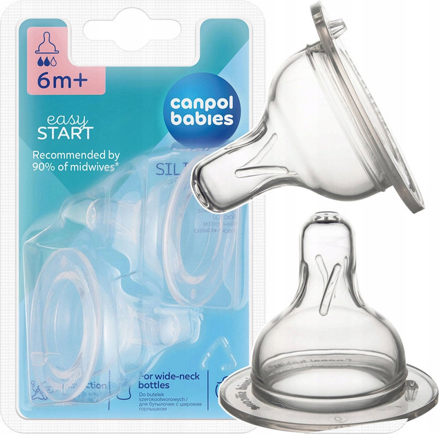 Canpol babies smoczek silikon średni do butelki szerokiej 2 szt EasyStart