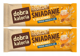 2x Fit Zdrowy Baton Śniadaniowy OWIES ORZECH MIÓD 0 Cukru Dobra Kaloria
