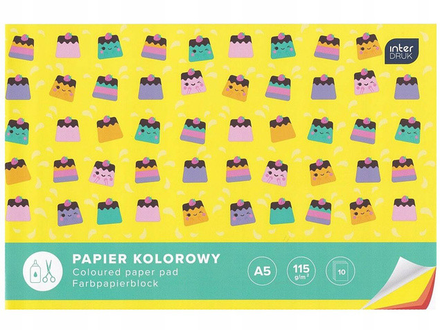 BLOK WYCINANKA INTERDRUK A5/10K PAPIER KOLOROWY