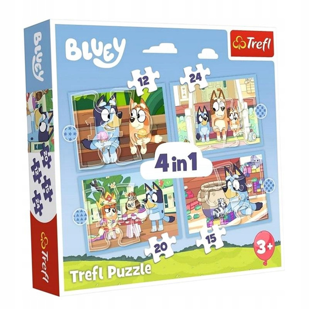 Puzzle 4w1 Układanka Piesek BLUEY Jej Świat Pieski Bajka 3+ Trefl 34637