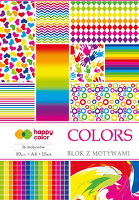 Papier z Motywami Ozdobny KOLOROWY A4 80g/m2 15 Arkuszy Happy Color