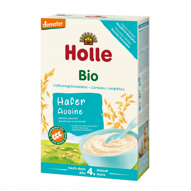 HOLLE BIO Kaszka Owsiana Pełnoziarnista Bez Cukru 250g 5M+