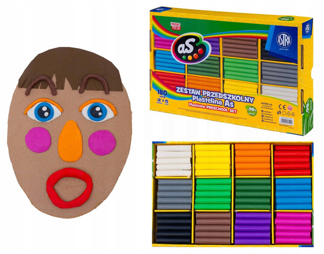 Plastelina 12 kolorów, 180 szt., zestaw uzupełniający | Astra