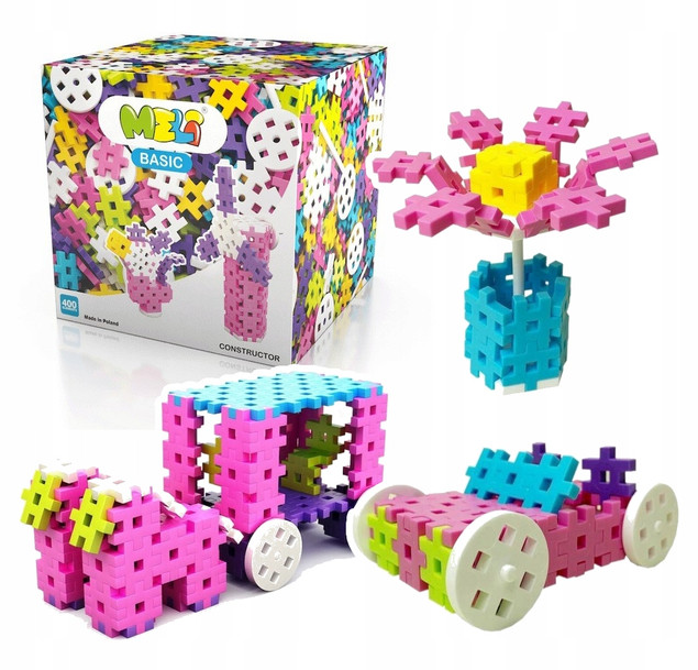 Meli Basic Constructor Pink - klocki konstrukcyjne 400 elementów