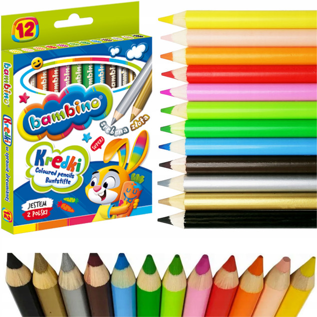 KREDKI OŁÓWKOWE SZKOLNE + TEMP 12K BAMBINO