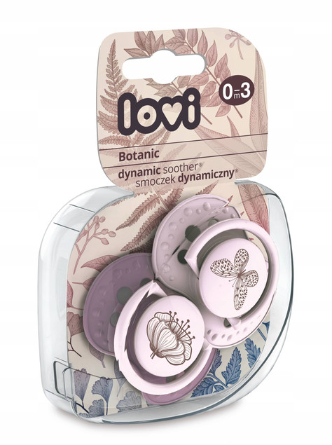 Smoczek silikonowy dynamiczny LOVI 0-3m 2 szt. Botanic Girl