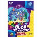 Blok techniczny KOLOROWY Astra 10 kartek A4 Dla Dzieci 170g Astra