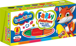 Farby Plakatowe Szkolne 8 Kolorów Bambino