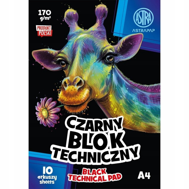 Blok Techniczny A4 CZARNY 10 Arkuszy Astra