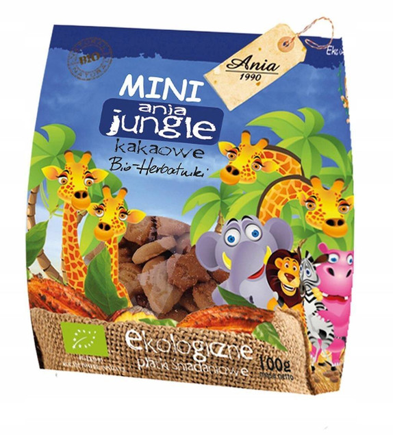 Ciastka z czekoladą  MINI JUNGLE BIO 100g BIO ANIA