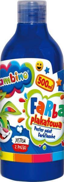 Farba plakatowa w butelce 500 ml niebieska bambino