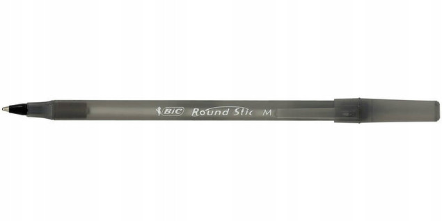 10x Długopis Srebrny BIC Round Stic Medium Classic CZARNY Tusz 1,0mm ZESTAW