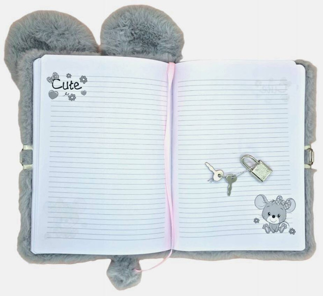 PAMIĘTNIK Z KŁÓDKĄ WŁOCHACZ 96 kartek PLUSZ MYSZ