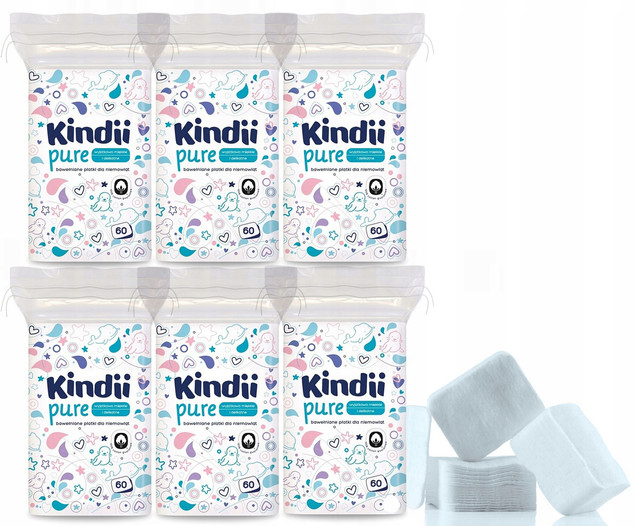 Płatki Kosmetyczne DUŻE Bawełniane Dla Niemowląt Baby 60szt. x6
