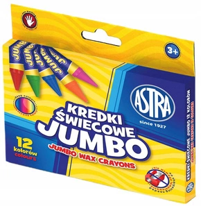 Kredki Świecowe Jumbo Dla Najmłodszych 12 Kolorów 3+ Astra