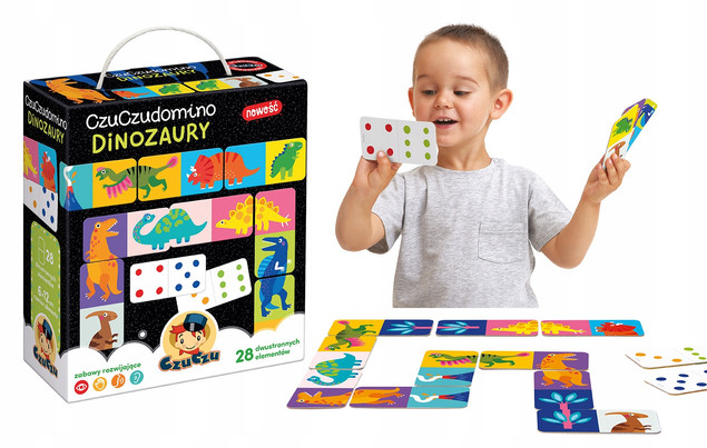 DINOZAURY Domino Gra Dla Dzieci Układanka 2+ CzuCzu
