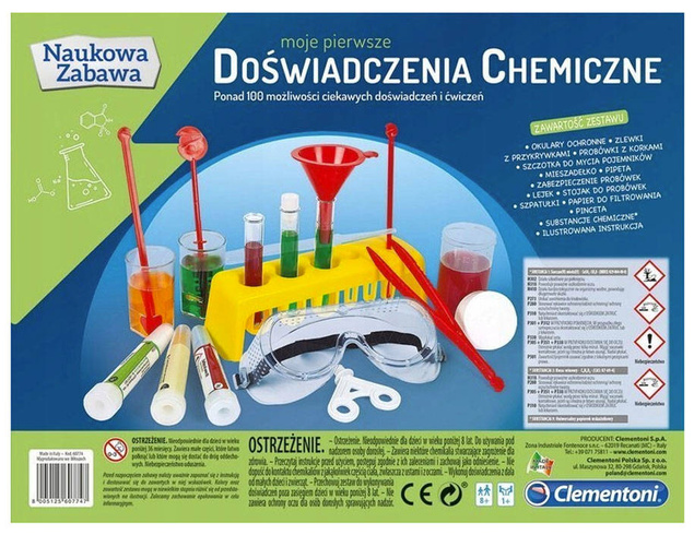 Naukowa Zabawa 100 Doświadczeń Chemicznych Mały Chemik Clementoni 60774