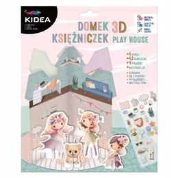 KIDEA Zestaw Kreatywny Domek 3D Dla KSIĘŻNICZEK 52 Naklejki 4 Figurki 3+