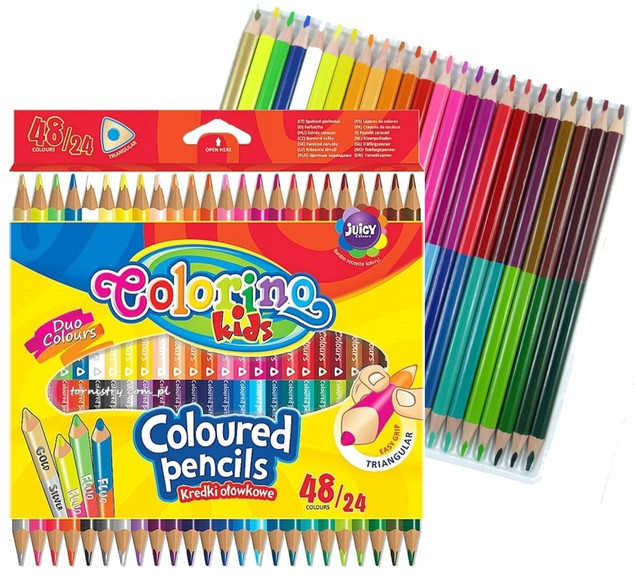 KREDKI SZKOLNE dwustronne 24 / 48 kolorów COLORINO