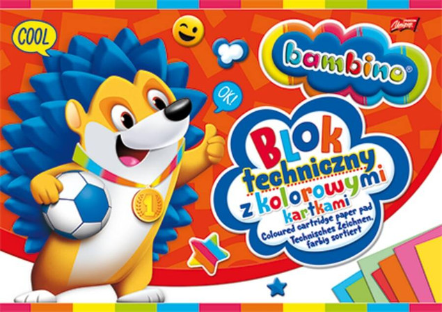 Bambino Blok Techniczny Kolor Szkolny Kolorowymi Kartkami A4 10 Kartek 160g