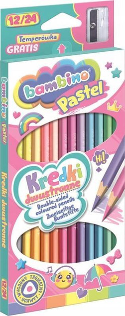 Kredki dwustronne 12 sztuk 24 kolory 18cm pastel