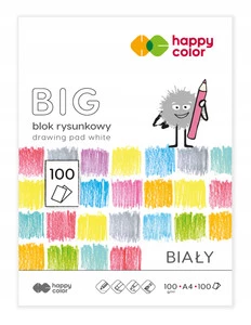 Blok Rysunkowy BIAŁY Szkolny A4 100g 100 Kartek Happy Color