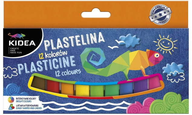 Plastelina Szkolna 12 Kolorów Dla Dzieci Miękka 3+ Kidea P12KKA