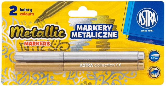 Markery metaliczne złoty i srebrny 2szt ASTRA