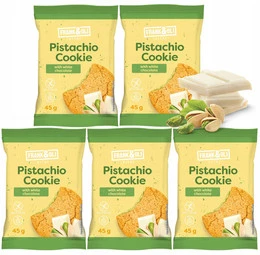 FRANK&OLI Ciastko Miękkie PISTACJA BIAŁA CZEKOLADA Bez Cukru 45g x5