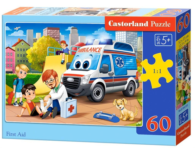 PUZZLE 60 UKŁADANKA PIERWSZA POMOC SAMOCHÓD AMBULANS KARETKA 5+ CASTOR