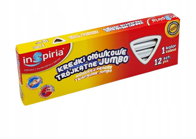 INSPIRIA Kredki Trójkątne Ołówkowe SREBRNY Jumbo 12 Sztuk